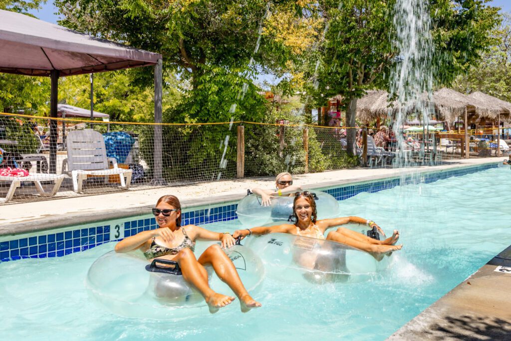 People relaxing in a lazy river
