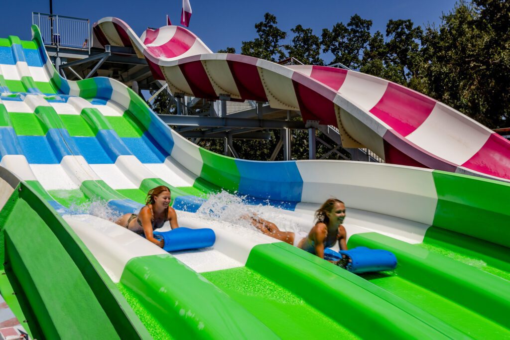 Colorful slides at a water park