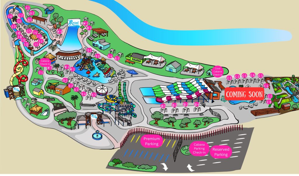 Water park map with attractions