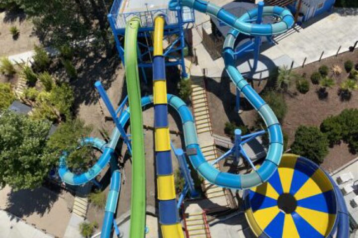 Blue and yellow water slide